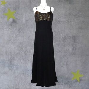 Y2K Whimsigoth Hampton Nites Black Maxi Dress Slip Formal
